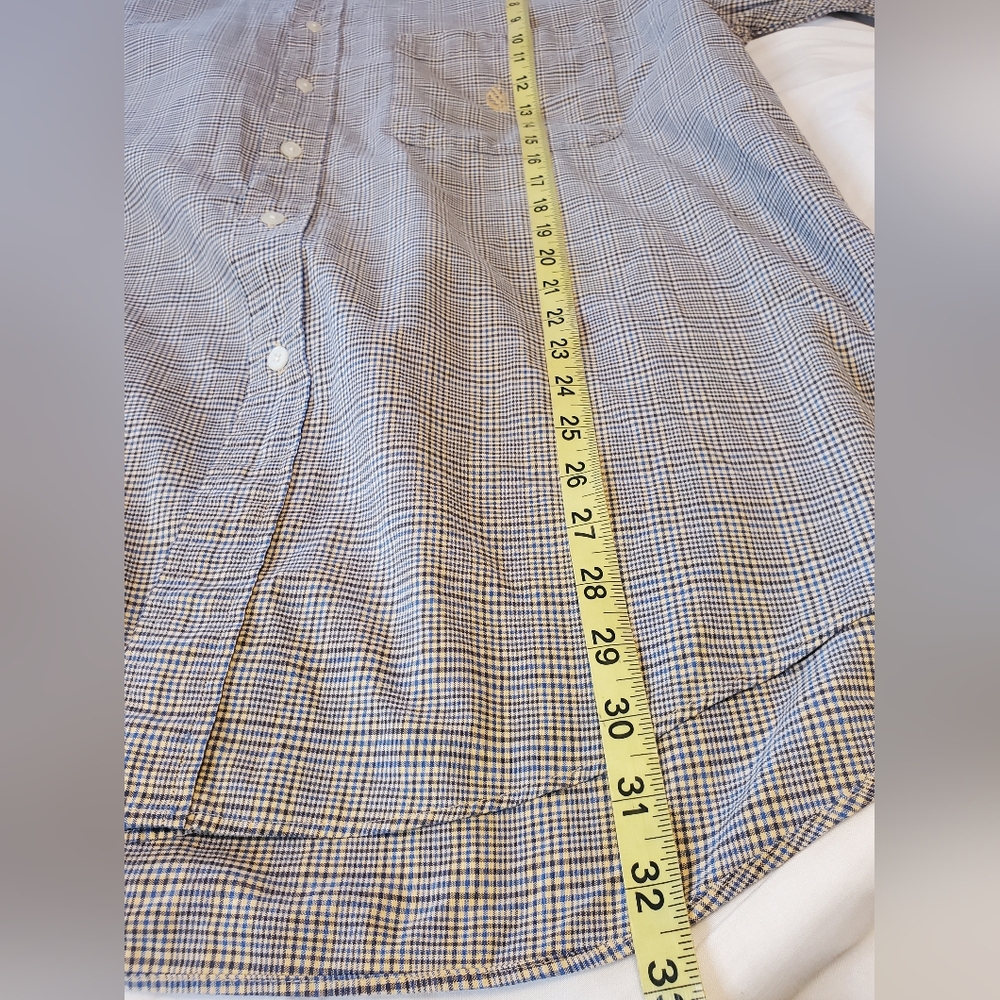 Nautica Men's Shirt Cotton button-up in a Blue And Brown check pattern Size L - Picture 5 of 7